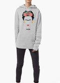 Frida Khalo Face Women HOODIE GRAY