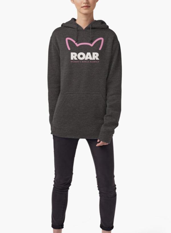 Pink Pussy ROAR Women HOODIE GRAY