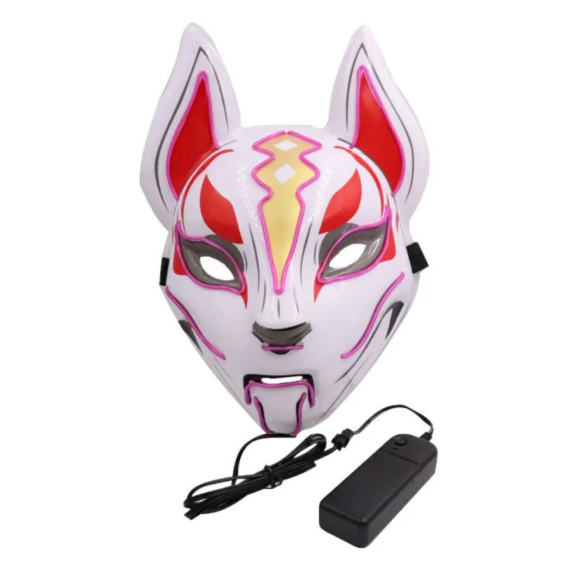 Neon LED Luminous Clown Mask with EL Wire - Halloween Carnival Costume