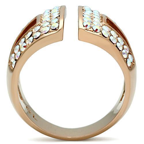 IP Rose Gold(Ion Plating) Brass Ring with Top Grade Crystal