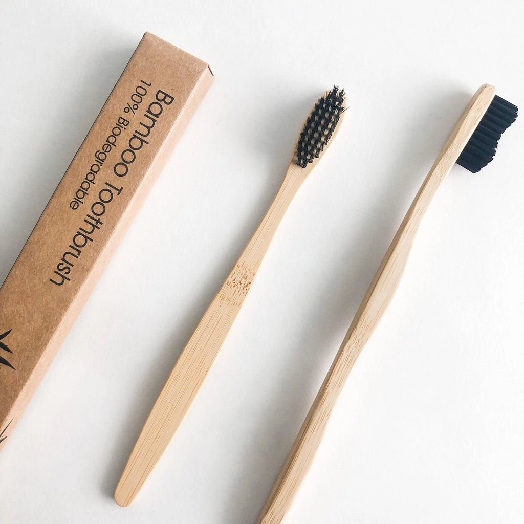 Eco Friendly Natural Bamboo Toothbrush - Activated Charcoal Bristle -