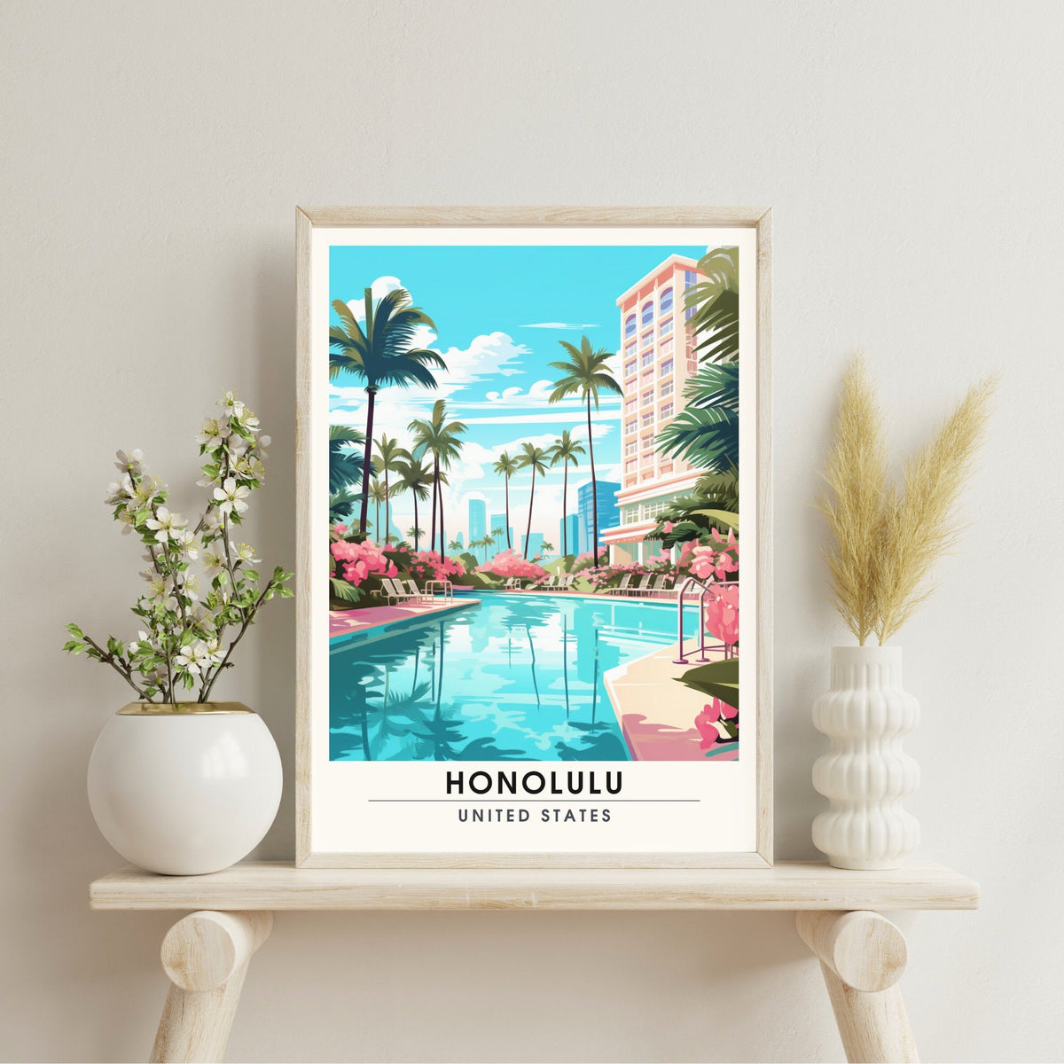 Honolulu Travel Poster – Hawaii Wall Art