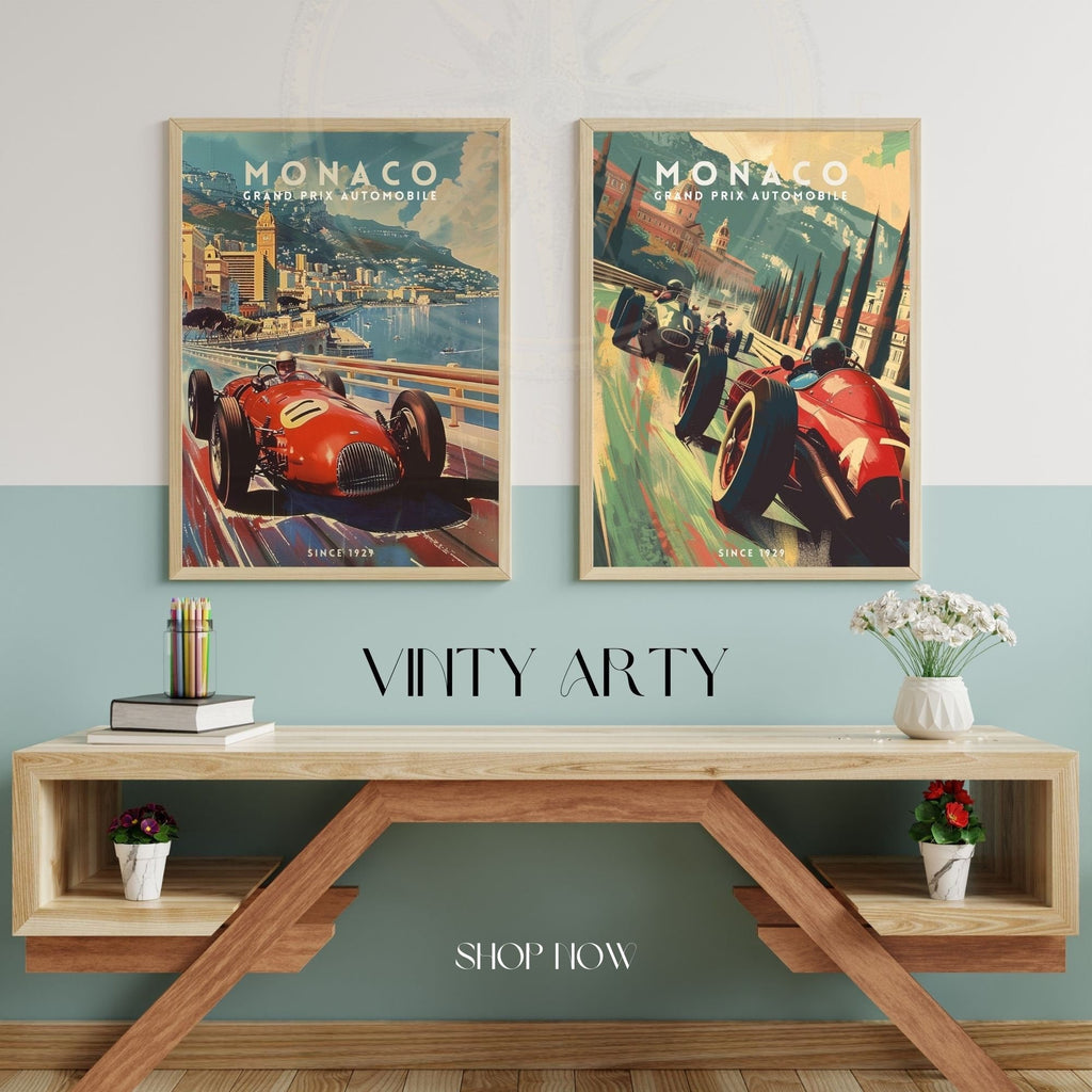 Monaco Grand Prix Vintage Travel Poster