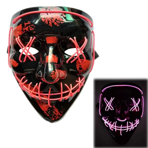 LED Scary Grin Mask: Halloween Costume DJ Party Light Up Glow-in-the-Dark