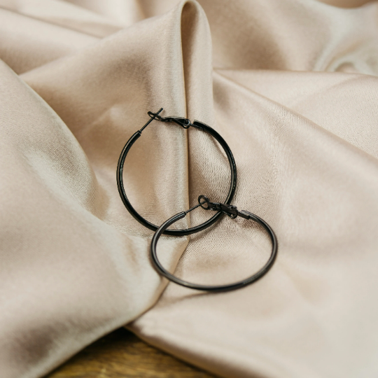40MM Gold Large Round Dainty Minimal Pipe Threader Statement Hoop