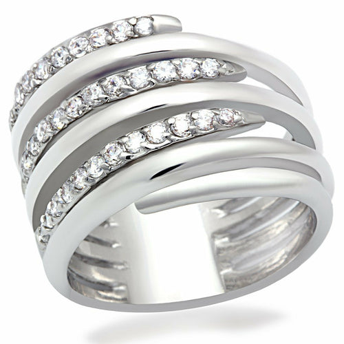 Rhodium Brass Ring with AAA Grade CZ in Clear