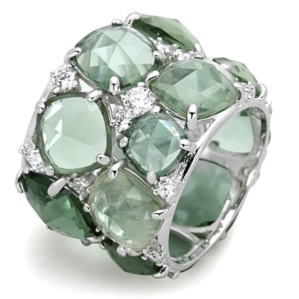 Rhodium 925 Sterling Silver Ring with Synthetic Synthetic