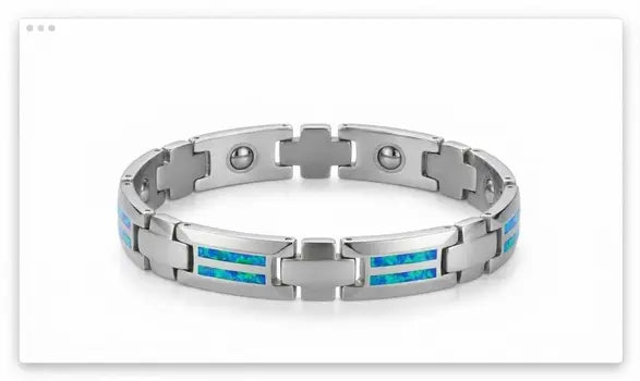 Blue Fire Opal Inlay Tungsten Bracelet for Men