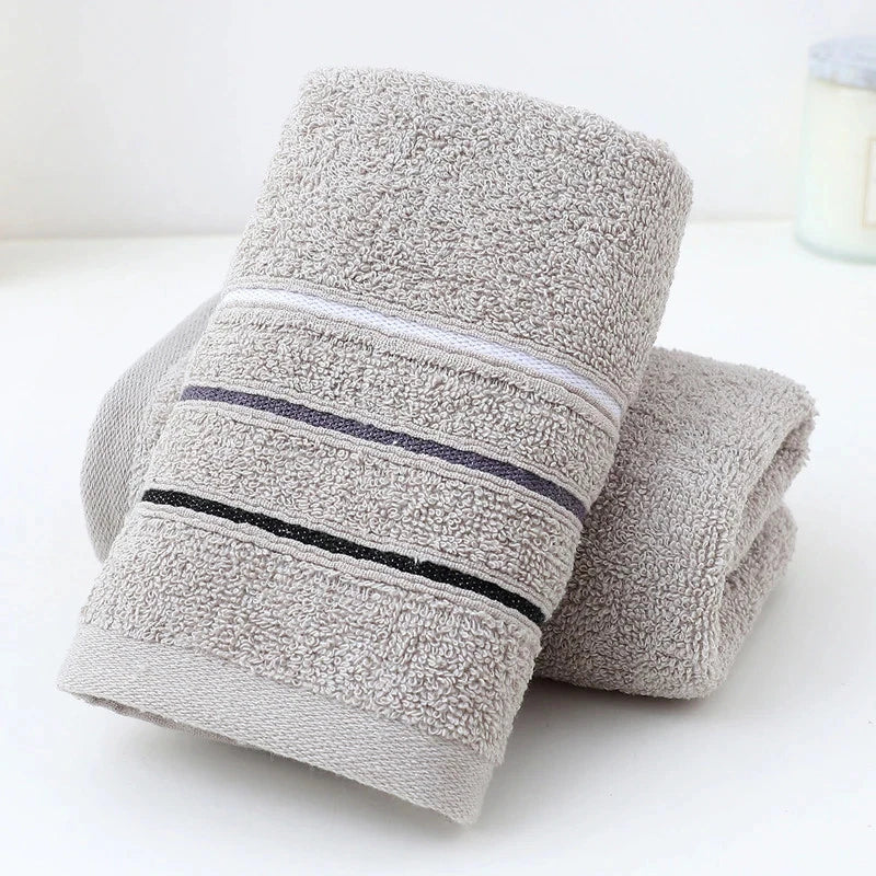 Gray Striped Soft Absorbent Cotton Towel 33x73 cm