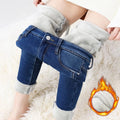 Women's Dark Blue Fleece-Lined Skinny Jeans