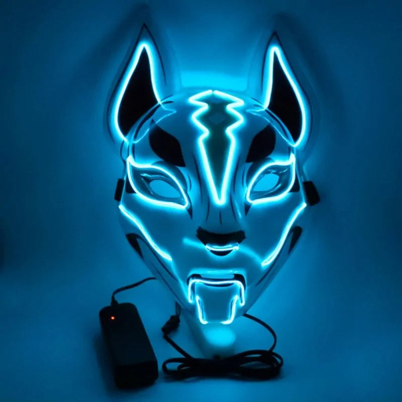 Neon LED Luminous Clown Mask with EL Wire - Halloween Carnival Costume