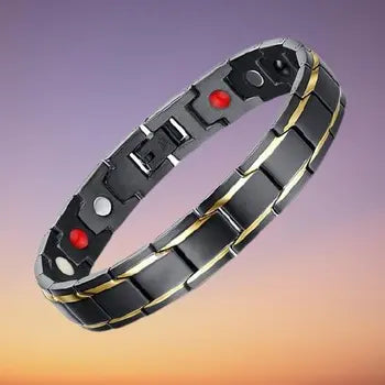 Titanium Magnetic Bracelet for Men – Black & Gold