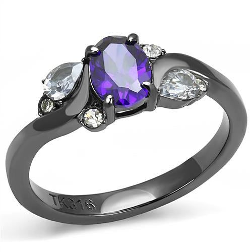 IP Light Black (IP Gun) Stainless Steel Ring with AAA Grade