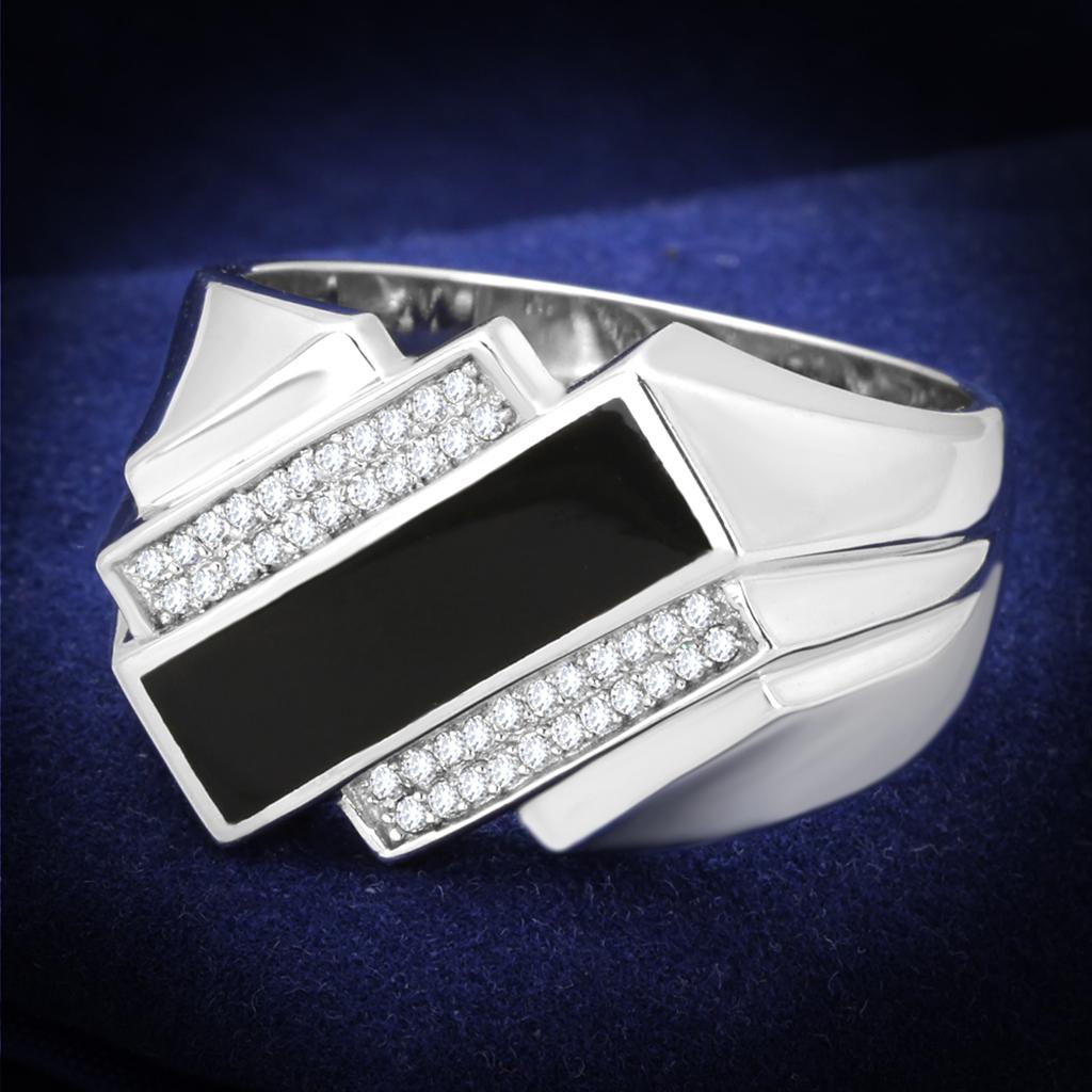 Rhodium 925 Sterling Silver Ring with AAA Grade CZ in Clear