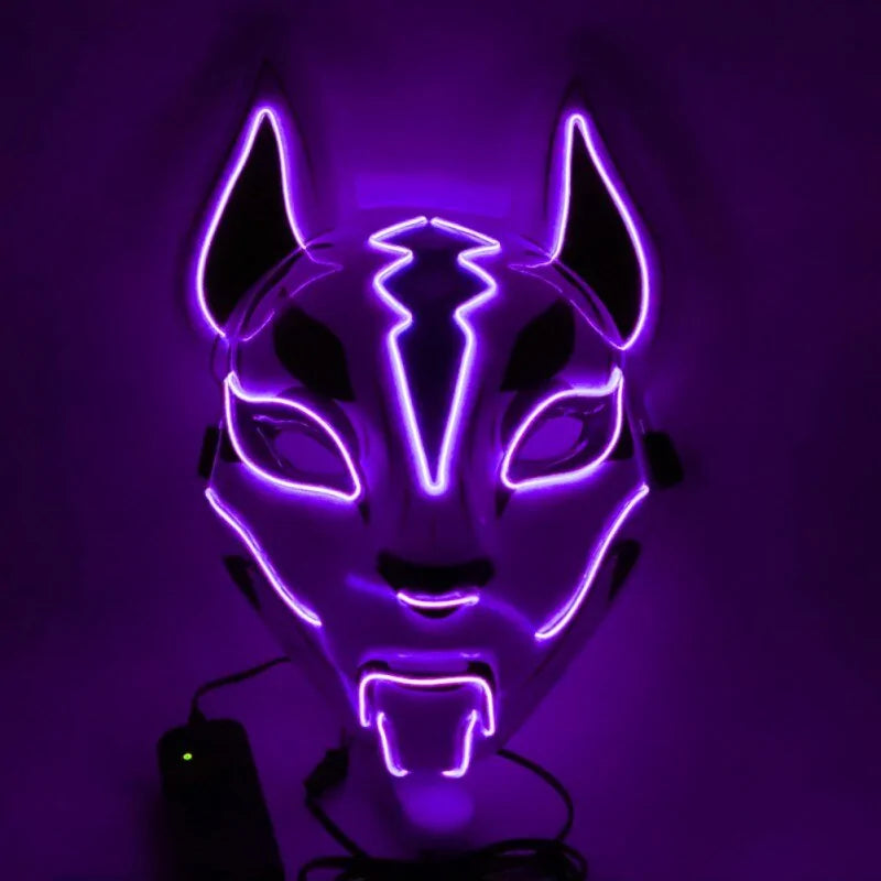 Neon LED Luminous Clown Mask with EL Wire - Halloween Carnival Costume