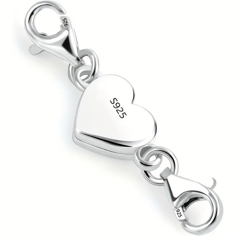 1pc Heart Magnetic Jewelry Connector Clasp Magnetic Necklace Clasp and Closure Double Chain Necklace Lobster Clasp
