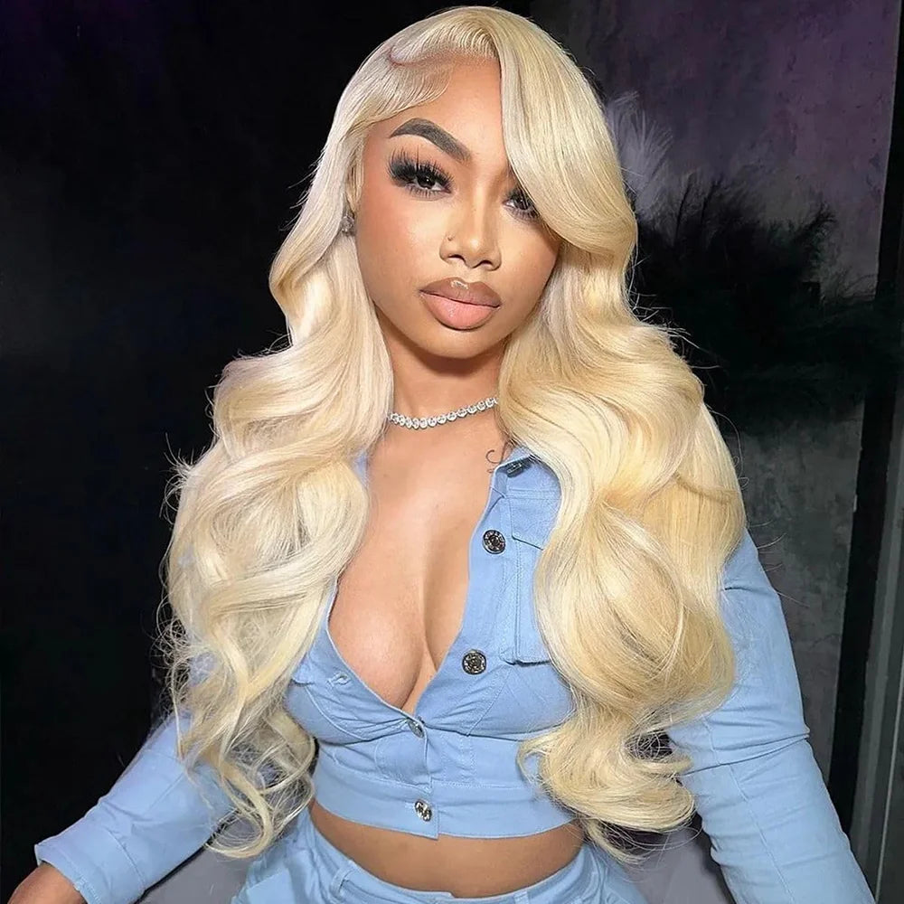 613 Honey Blonde Body Wave Brazilian Human Hair Wig 13x4 13x6 HD Lace Frontal Wigs Pre Plucked Baby Hair 40 42 Inches Long Lace Front Wigs For Women 613 Blonde Human Hair Wigs Water Wave Wig Brazilian Hair