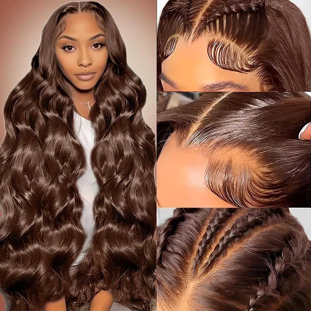 Chocolate Brown Wig Body Wave 13x6 HD Lace Frontal Wigs Human Hair Brazilian 13x4 HD Lace Front Human Hair Wigs For Women 13x4 Chocolate Brown Body Wave Lace Front Wig 13x6 HDTransparent Lace Frontal Wig
