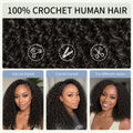 Kinky Curly Human Hair Crochet Extensions Small Spiral Curls Feather Crochet Braiding Hair Miracle Knots Pre Separated Invisible Knotless Seamless Hair Soft Full Natural Texture Easy Install Reusable