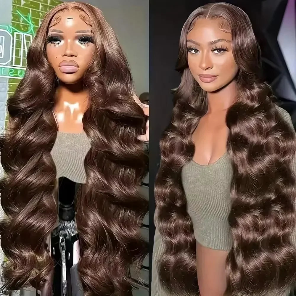 Chocolate Brown Wig Body Wave 13x6 HD Lace Frontal Wigs Human Hair Brazilian 13x4 HD Lace Front Human Hair Wigs For Women 13x4 Chocolate Brown Body Wave Lace Front Wig 13x6 HDTransparent Lace Frontal Wig