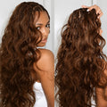 Brown Virgin Human Hair Feather Miracle Knots Body Wave Crochet Hair Extensions Knotless Pre Separated With Threading Lightweight Braiding Hair For Boho Braids Fashion Hairstyles For Women