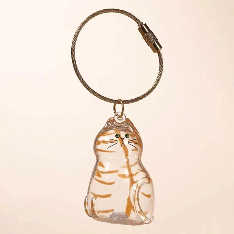 Cat Fur Memorial Charm Resin Keepsake Capsule for Pet Hair Portable Keychain Pendant for Hair Rainbow Bridge Pendant