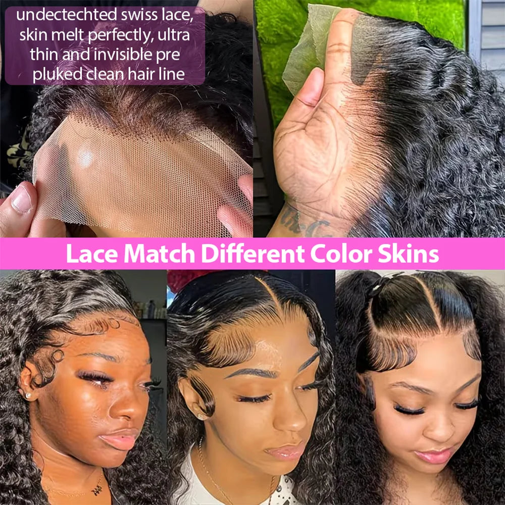 250 Density Deep Wave Wigs 13x6 HD Lace Front Human Hair Wig Brazilian 13x4 HD Lace Frontal Wig Water Wave Human Hair Wigs 5x5 Ready to Go HD Lace Glueless Wigss for Black Women