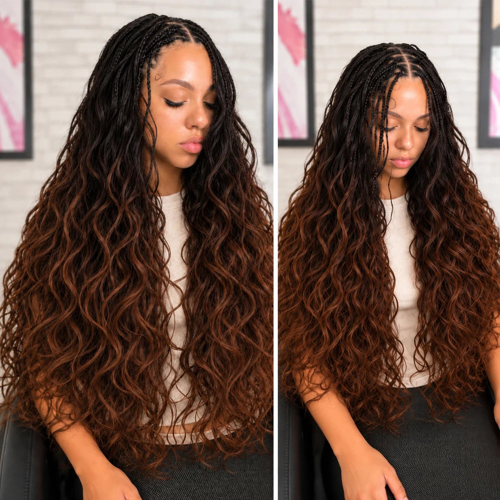 Miracle Knots T1B/30 TB30 Ombre Highlight 12A Human Hair Body Wave Feather Crochet Hair Invisible Knotless Pre Separated Boho Braiding Hair Soft Bouncy Natural Looking Easy Install
