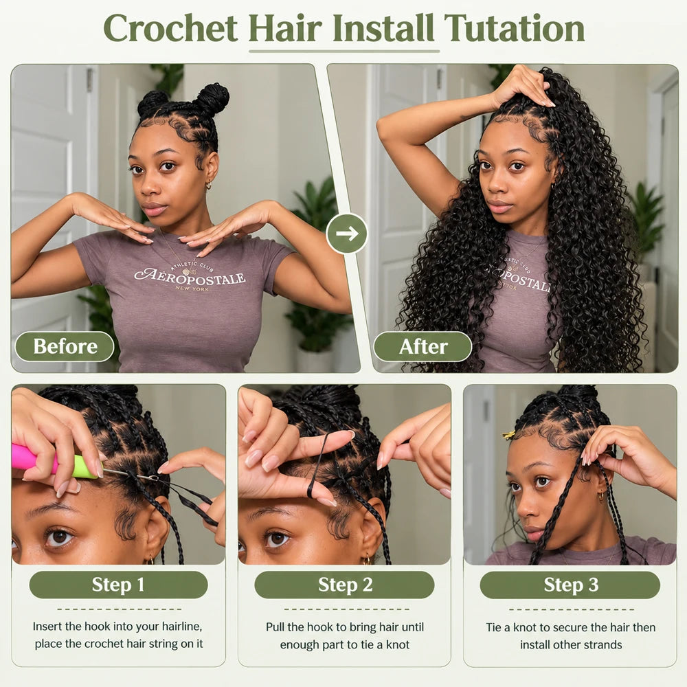 Kinky Curly Human Hair Crochet Extensions Small Spiral Curls Feather Crochet Braiding Hair Miracle Knots Pre Separated Invisible Knotless Seamless Hair Soft Full Natural Texture Easy Install Reusable