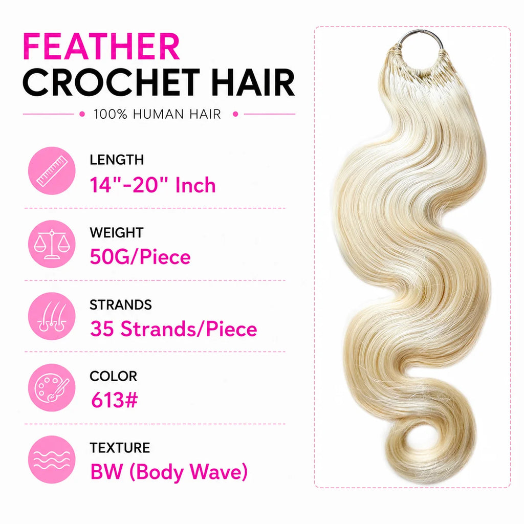 613 Blonde Body Wave Human Hair Pre-Separated Virgin Remy Crochet Hair for Boho Braids Invisible Knotless Braiding Hair Extensions for Black Women