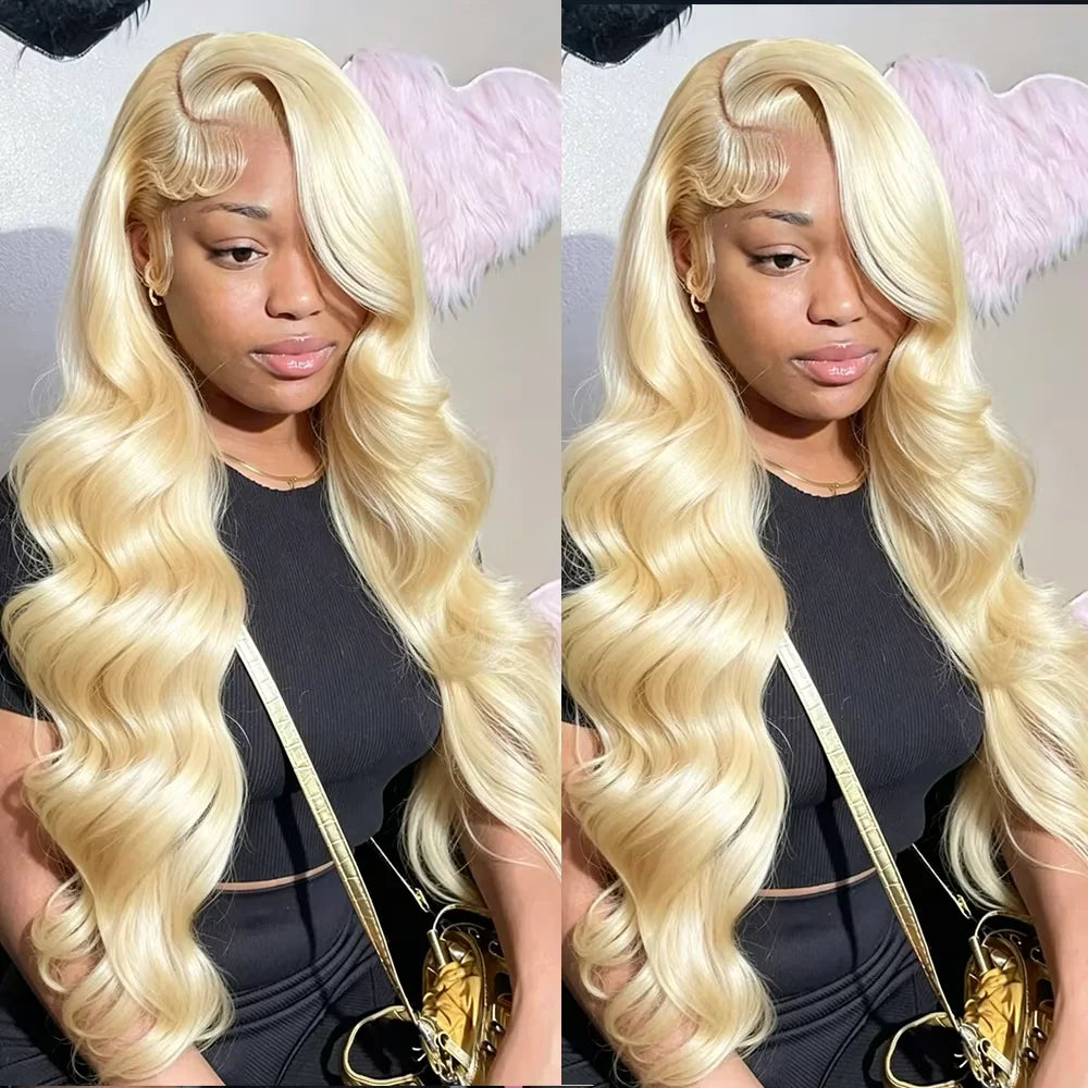 613 Honey Blonde Body Wave Brazilian Human Hair Wig 13x4 13x6 HD Lace Frontal Wigs Pre Plucked Baby Hair 40 42 Inches Long Lace Front Wigs For Women 613 Blonde Human Hair Wigs Water Wave Wig Brazilian Hair