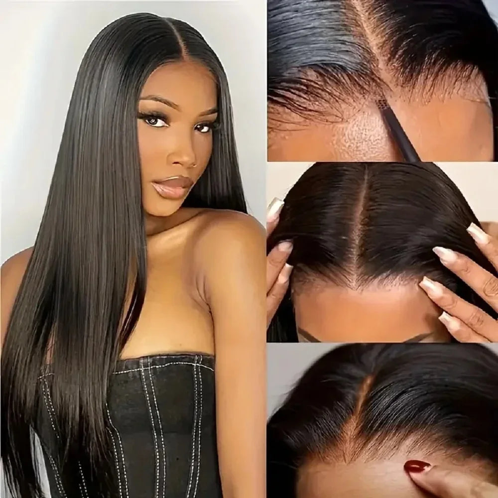 7x6 HD Glueless Straight Closure Full Lace Wigs For Women Ready To Wear Straight Human Hair Wig 200 Density 44 46 Inch Remy Hair
