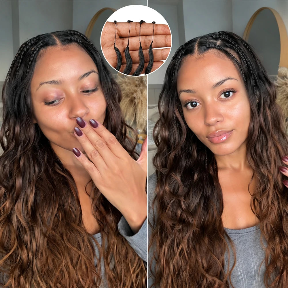 T1B/30 TB30 Ombre Highlight 12A Human Hair Body Wave Crochet Extensions Miracle Knots Feather Invisible Knotless Pre Separated Boho Braiding Hair Natural Look