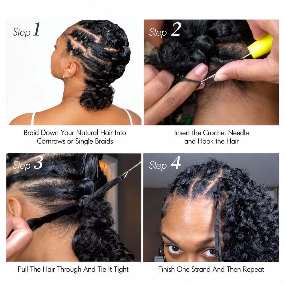 Feather Kinky Straight Crochet Human Hair Pre-Separated Knotless Pre-Looped Natural Black Reusable Extensions for Black Women