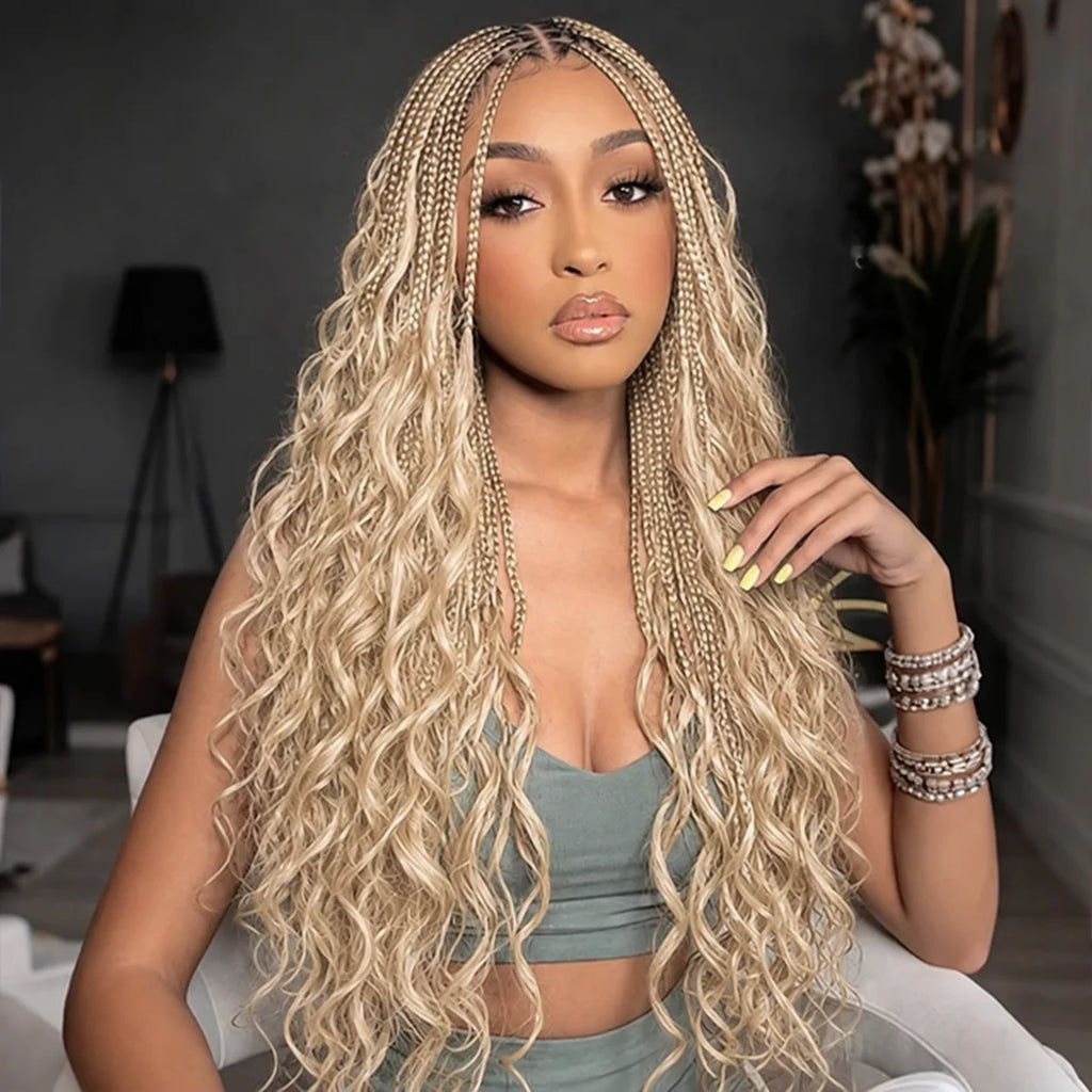 613 Blonde Body Wave Human Hair Pre-Separated Virgin Remy Crochet Hair for Boho Braids Invisible Knotless Braiding Hair Extensions for Black Women