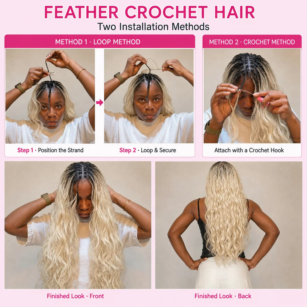 613 Blonde Body Wave Human Hair Pre-Separated Virgin Remy Crochet Hair for Boho Braids Invisible Knotless Braiding Hair Extensions for Black Women
