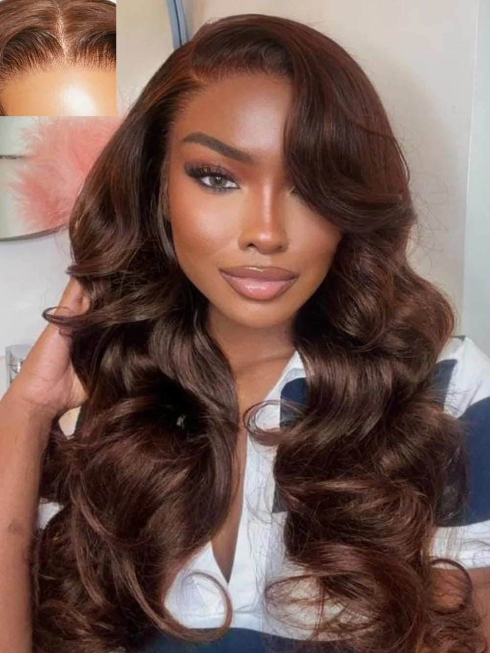 Chocolate Brown Wig Body Wave 13x6 HD Lace Frontal Wigs Human Hair Brazilian 13x4 HD Lace Front Human Hair Wigs For Women 13x4 Chocolate Brown Body Wave Lace Front Wig 13x6 HDTransparent Lace Frontal Wig