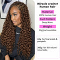Miracle Knots #4 Brown Deep Wave Feather Crochet Human Hair Extensions Pre Separated Knotless Lightweight Soft Natural Brazilian Raw Virgin Hair Boho Braiding Hair 60g/60 Strands For Women