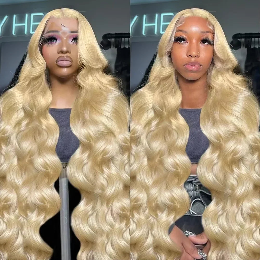 613 Honey Blonde Body Wave Brazilian Human Hair Wig 13x4 13x6 HD Lace Frontal Wigs Pre Plucked Baby Hair 40 42 Inches Long Lace Front Wigs For Women 613 Blonde Human Hair Wigs Water Wave Wig Brazilian Hair