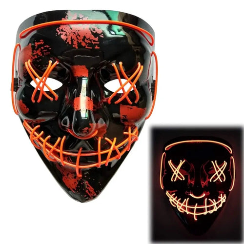 LED Scary Grin Mask: Halloween Costume DJ Party Light Up Glow-in-the-Dark