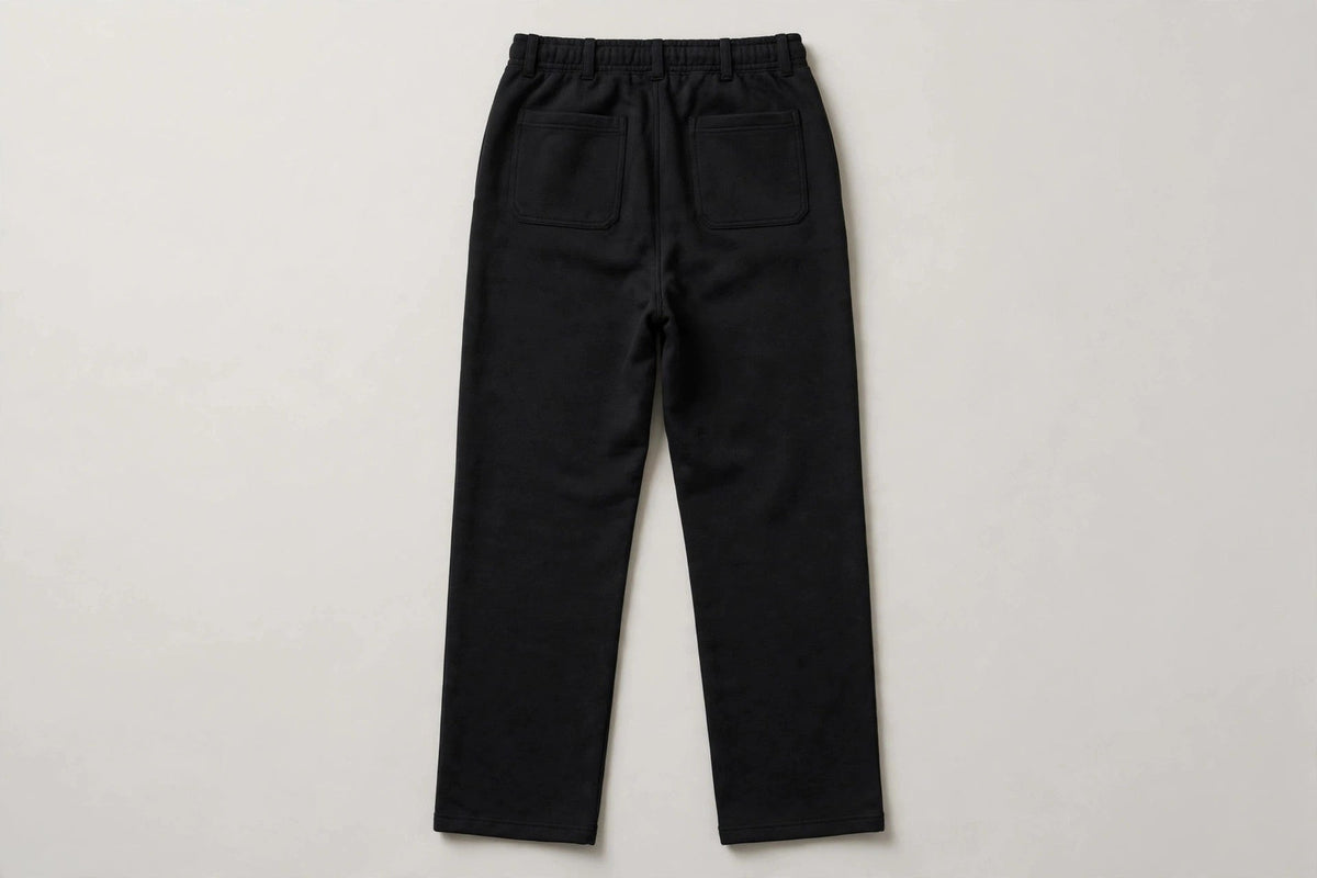 VIBEZ Essential Heavyweight Straight-Leg Sweatpants Black - Gold Thigh Logo Unisex