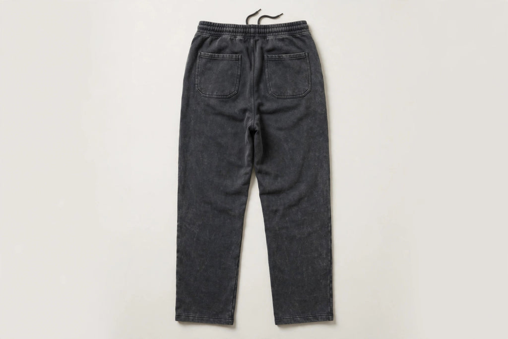 VIBEZ Mineral Wash Straight Sweatpants Gray - Gold Thigh Logo Unisex