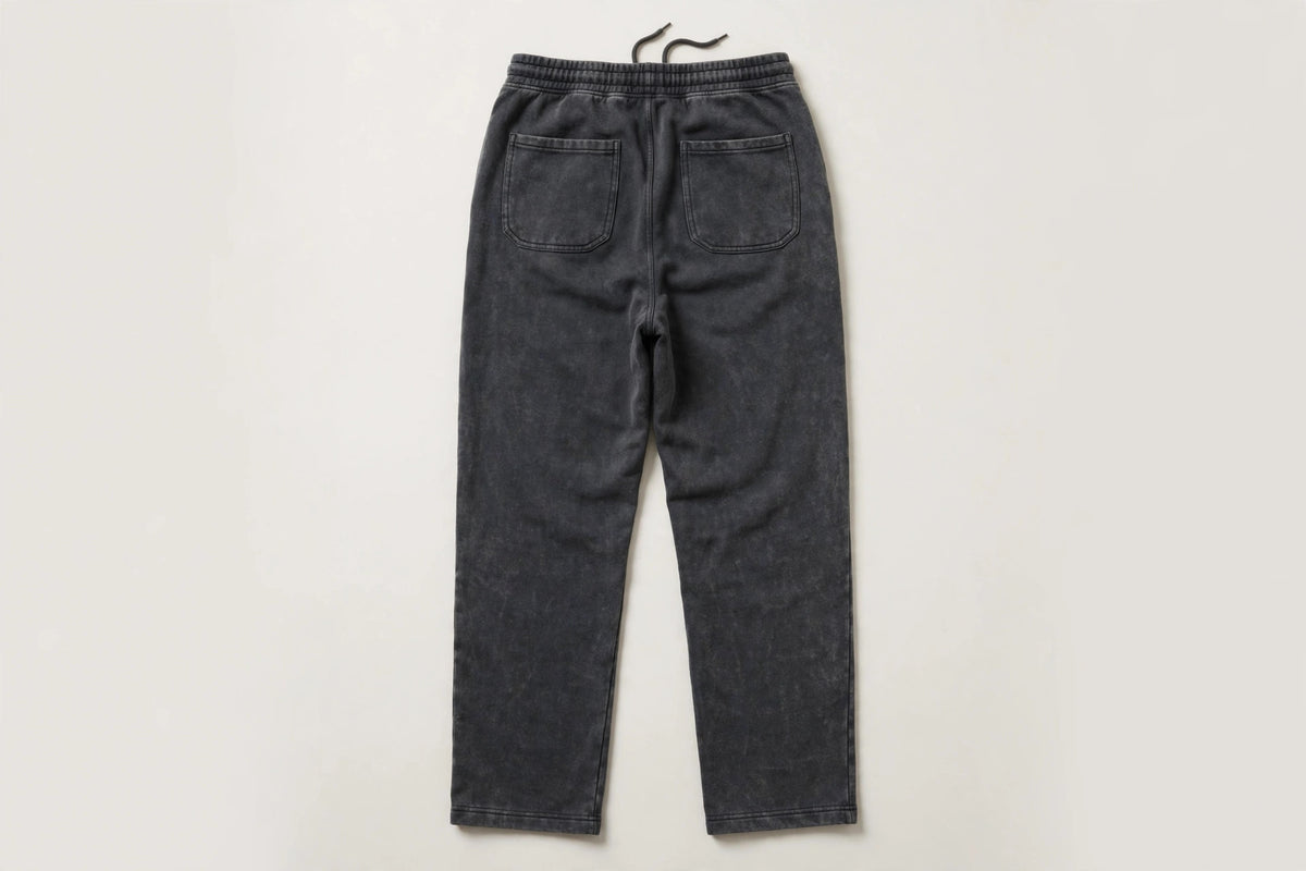 VIBEZ Mineral Wash Straight Sweatpants Gray - Gold Thigh Logo Unisex