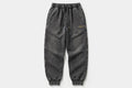 VIBEZ Mineral Wash Straight Sweatpants Gray - Gold Thigh Logo Unisex