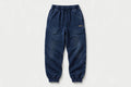 VIBEZ Mineral Wash Straight Sweatpants Navy - Gold Thigh Logo Unisex