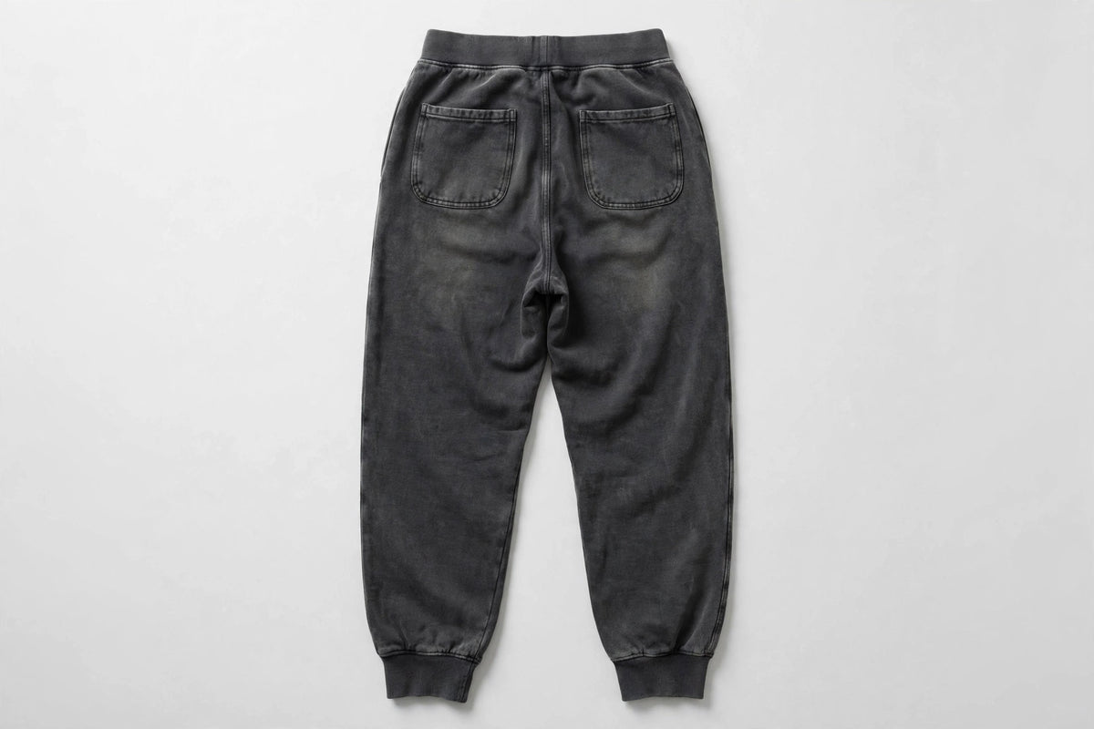VIBEZ Heavyweight Vintage Wash Sweatpants Gray - Gold Thigh Logo Unisex