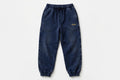 VIBEZ Heavyweight Vintage Wash Sweatpants Navy - Gold Thigh Logo Unisex