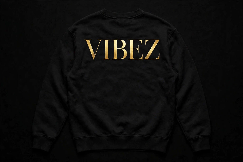 VIBEZ Sweatshirt Black - Gold Chest Logo & Back Design Unisex