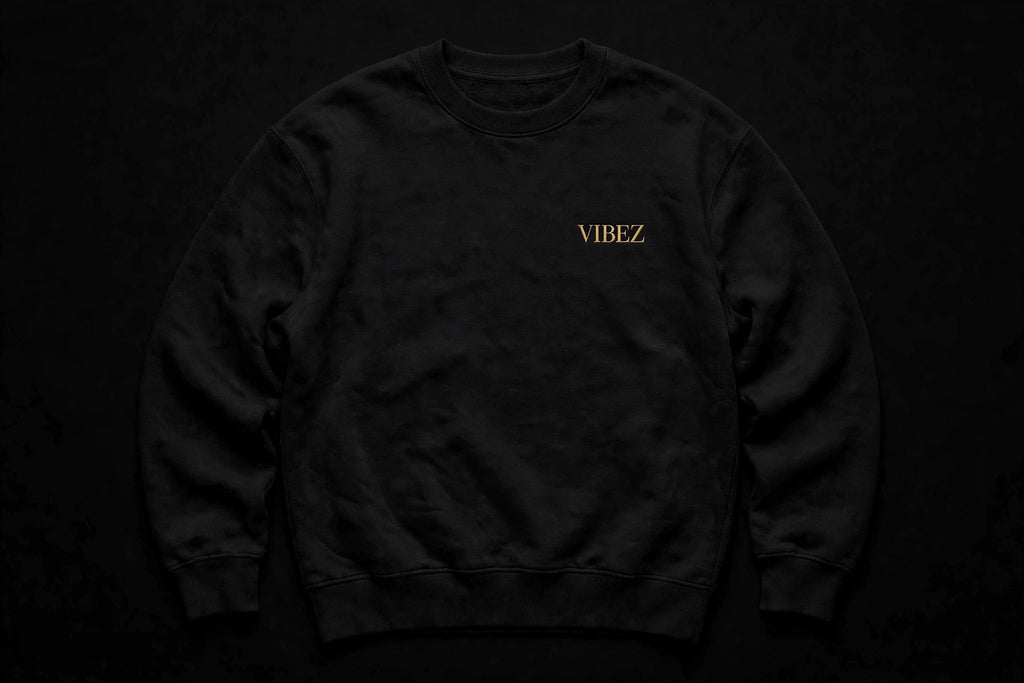 VIBEZ Sweatshirt Black - Gold Chest Logo & Back Design Unisex