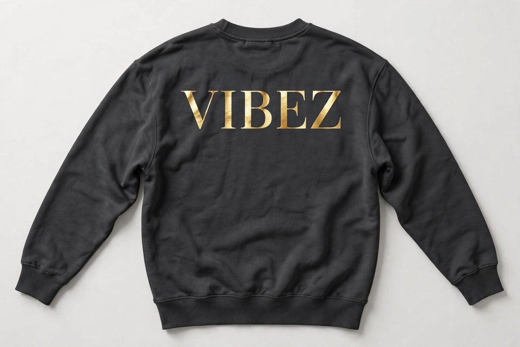 VIBEZ Sweatshirt Gray - Gold Chest Logo & Back Design Unisex